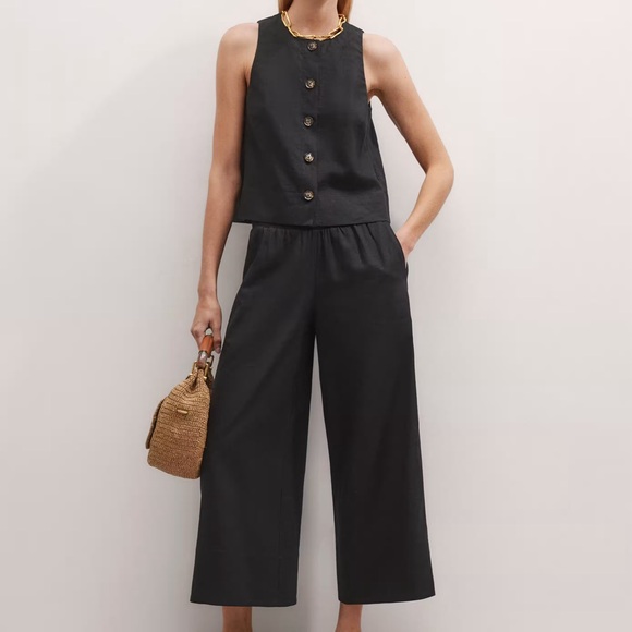 ME+EM Pants - ME+EM Black Sleeveless Vest & Culottes Set, Size 4